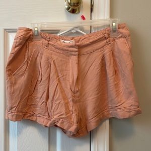 Orange linen shorts